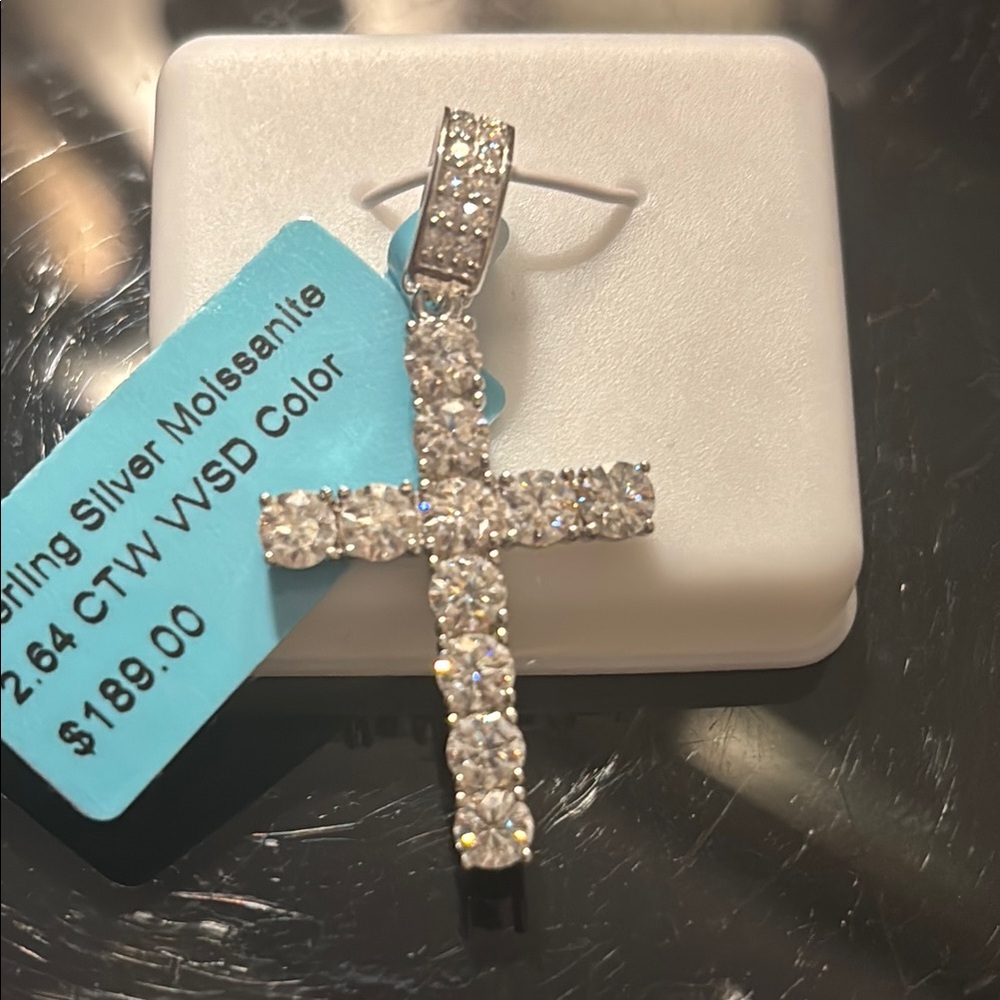 Sterling Silver Moissanite Cross Pendant